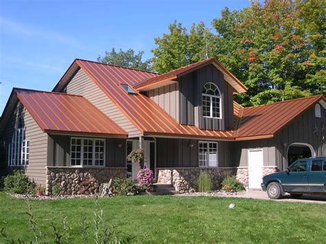 copper penny metal roof on white house|copper roof colors.